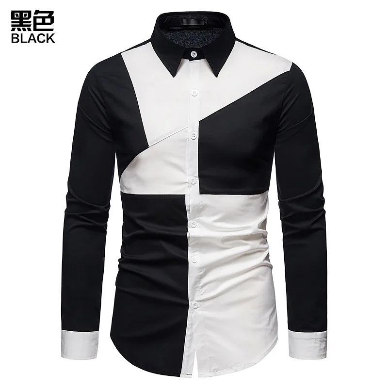 

New Euro code men's shirt, color casual long-sleeved shirt, men's shirt
