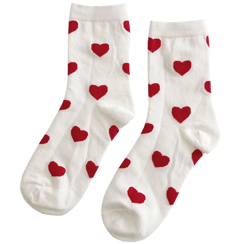 Women's Socks Women Cute Love Heart Cotton Harajuku Girl Female Happy Print Sock Free Dropshipping Supplier Calcetines Wholesale