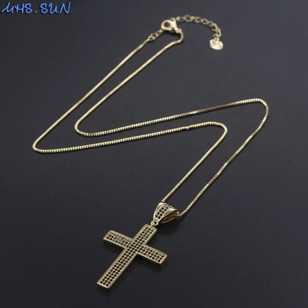 Модное ожерелье MHS.SUN с кулоном в виде креста из циркония цепочка выложенным