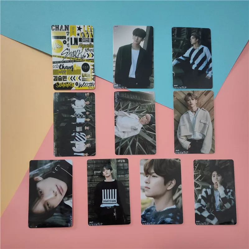 1 шт. карточки-наклейки из PVC с кристаллами для альбома kpop Straykids Cle: LEVANTER Felix BANG CHAN Bang Chan Lee Know Hwang Hyun Jin Bus on.