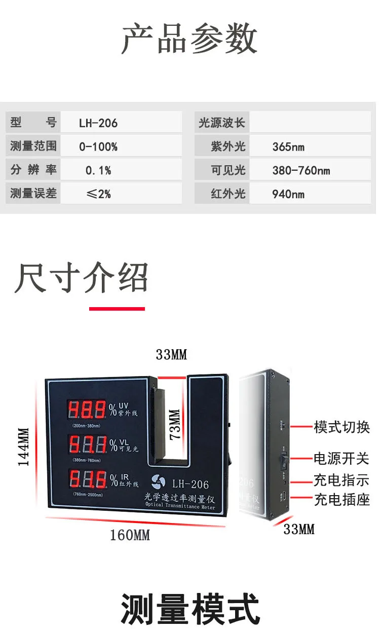 LH-206 Transmittance Meter Solar Film Tester | Инструменты