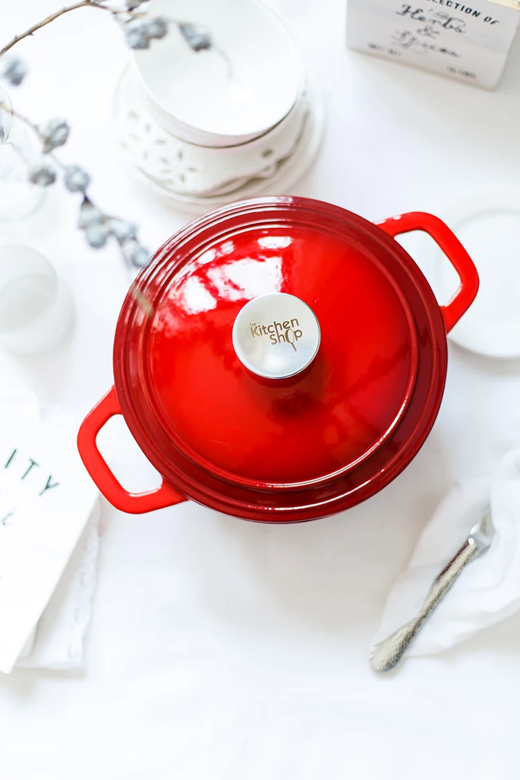 

Enamel Cast Iron Pan Pan Red Enamel Pot Soup Pot Stew Pot