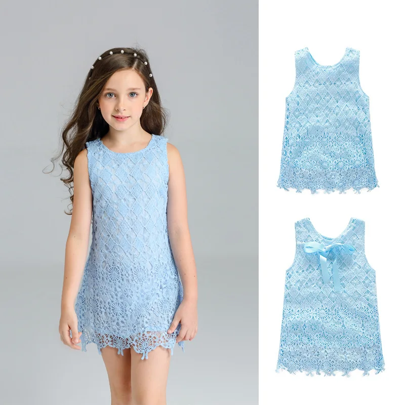 

2021 Girls Summer Dresses Sleeveless Robe De Princesse Fille Enfant Girl Princess Dresses High Quality Lace Girls Party Dress