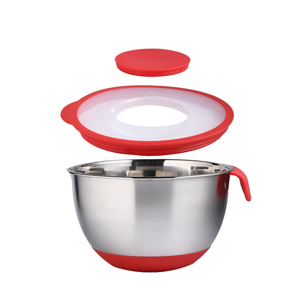 Миска для смешивания из нержавеющей стали с ручкой крышки Нескользящая