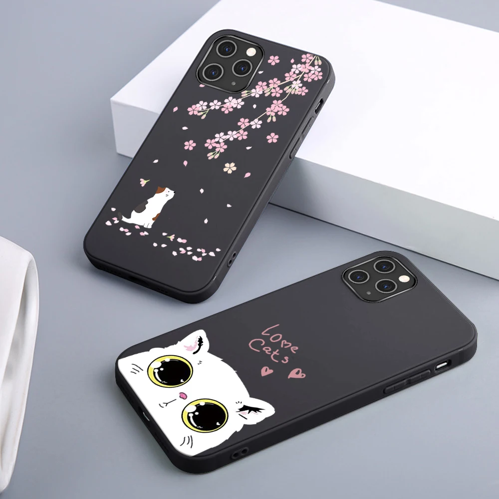 

Funny Cat Case For iPhone 12 11 Pro Max Mini Back for iPhone X XR XS MAX 7 8 6 6S Plus 5S SE 2020 Soft Silicone TPU Phone Fundas