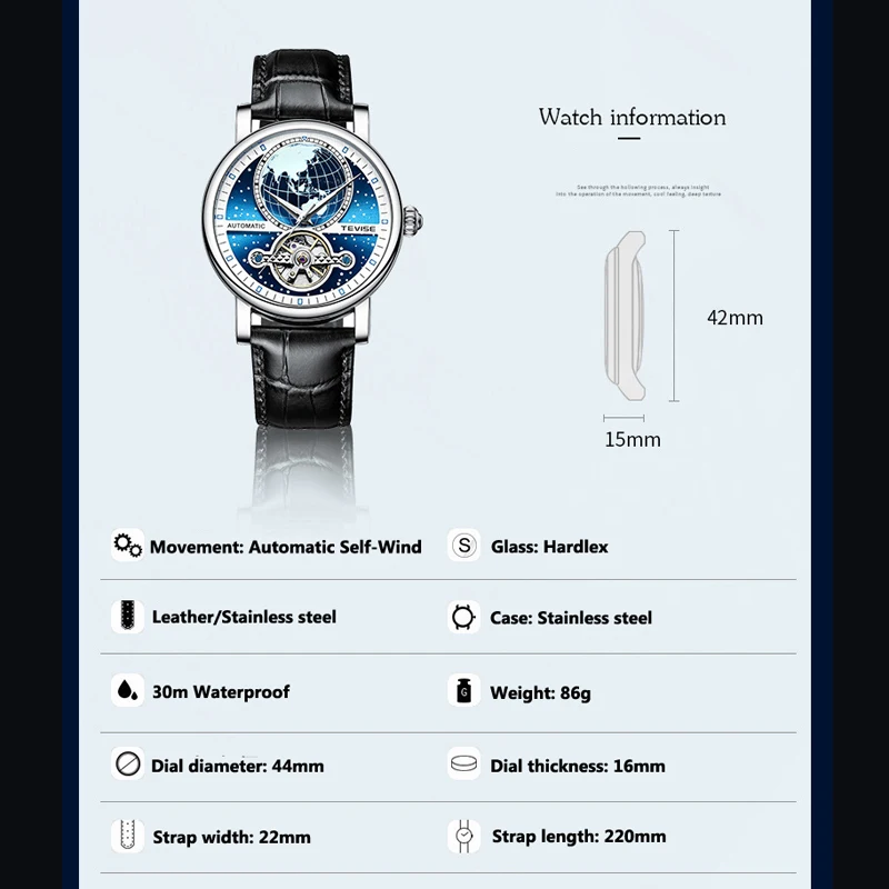 Часы наручные Starry Sky Мужские механические брендовые автоматические