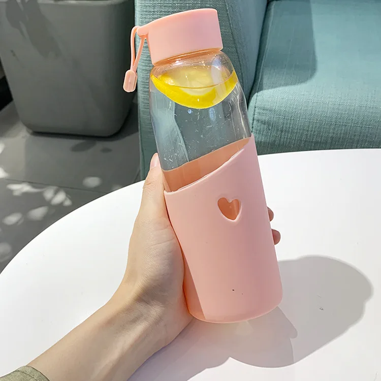 

Silica Gel Love Glass Heat Resistant Portable Fresh Simple Men's Water Cup Creative Cup Meaning Trend INS Wind Cup