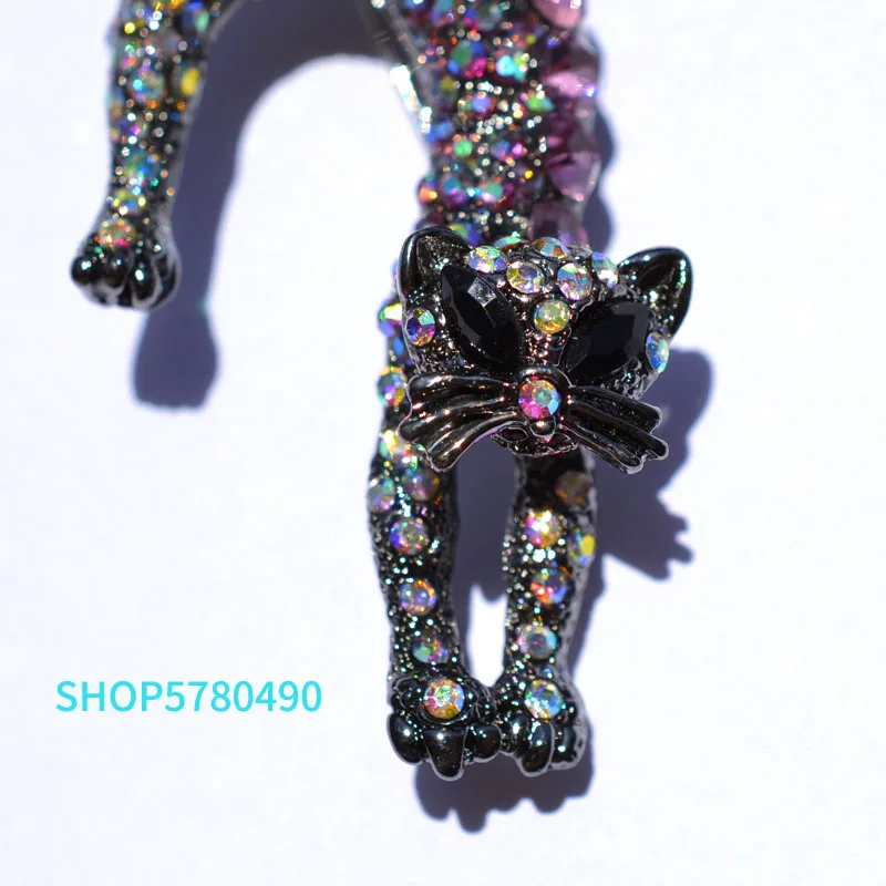 Брошь женская в форме кошки стразы с кристаллами | Украшения и аксессуары