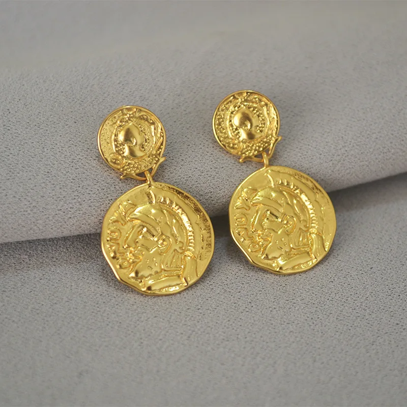 

Women Coin earrings drop real gold plated high class jewelry for daily use