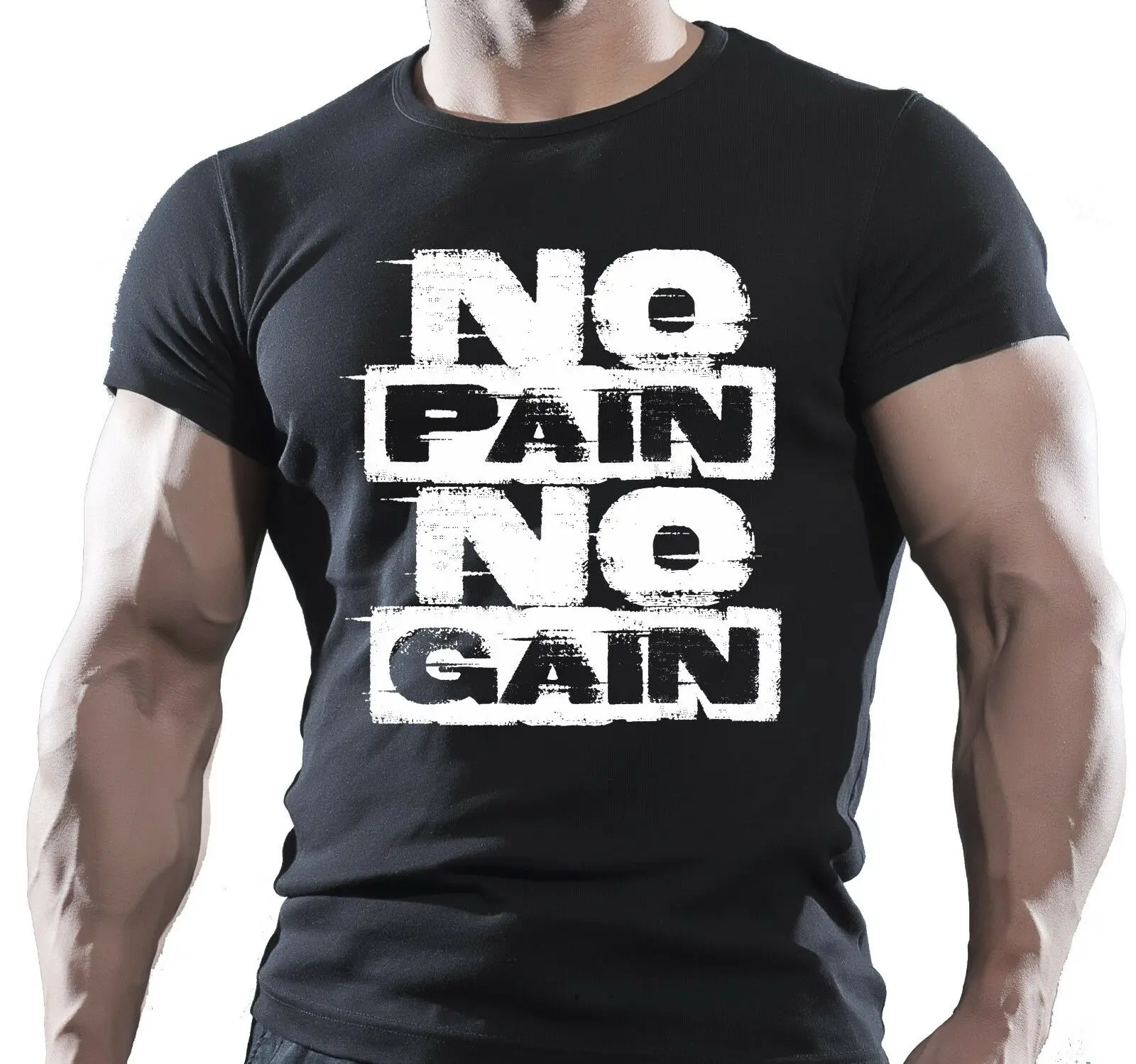 Мужская спортивная футболка с мотивацией для бодибилдинга No Pain Gain унисекс 2019 |