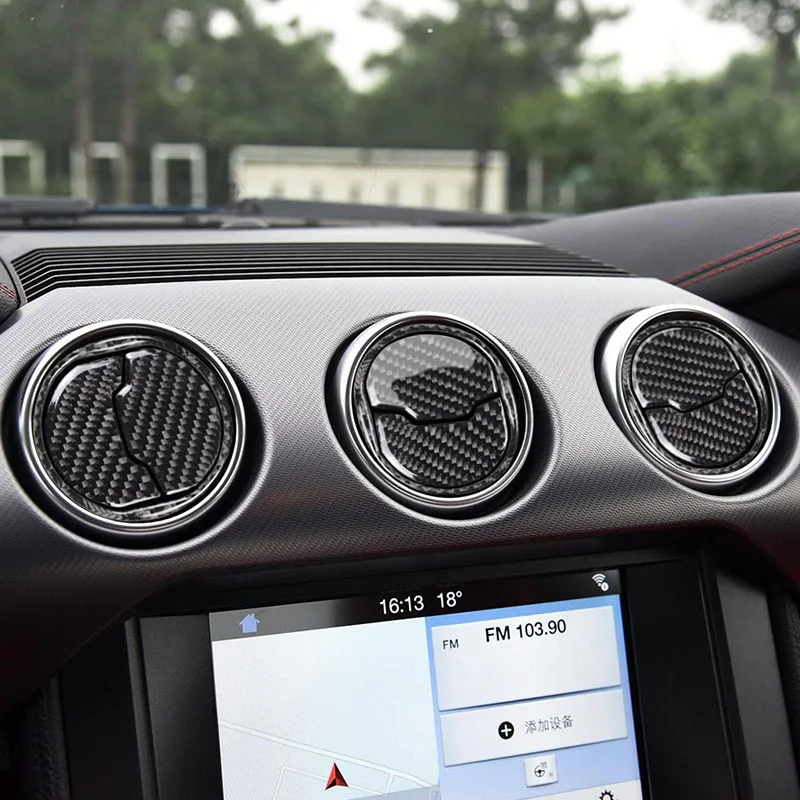 

9Pcs Car Carbon Fiber Interior Air Vent Outlet Trim Cover For Ford Mustang 2015-2017 Auto Accessories Styling