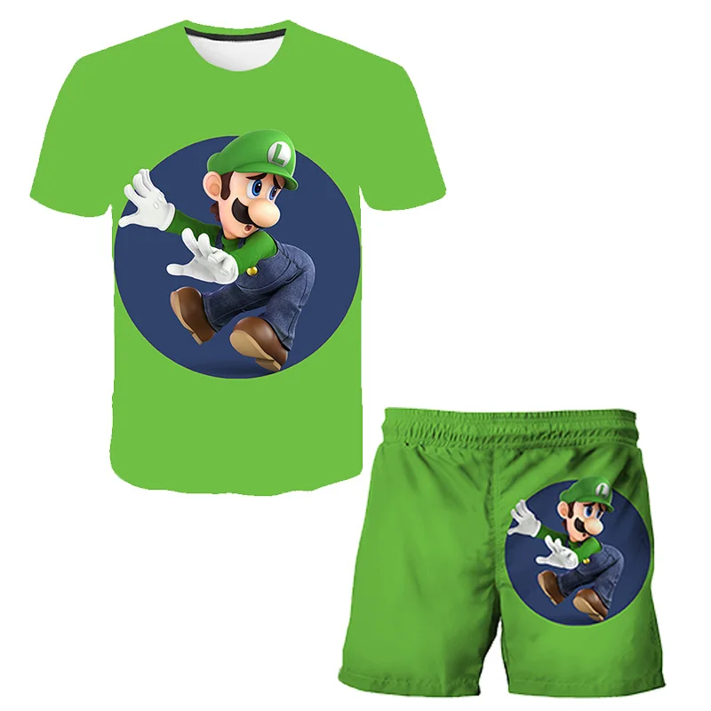 

Hot!!!Summer 2021 Mario Style Kid Apparel Set Baby Boy Girl T Shirt + Shorts Trouser Suit Kid Apparel