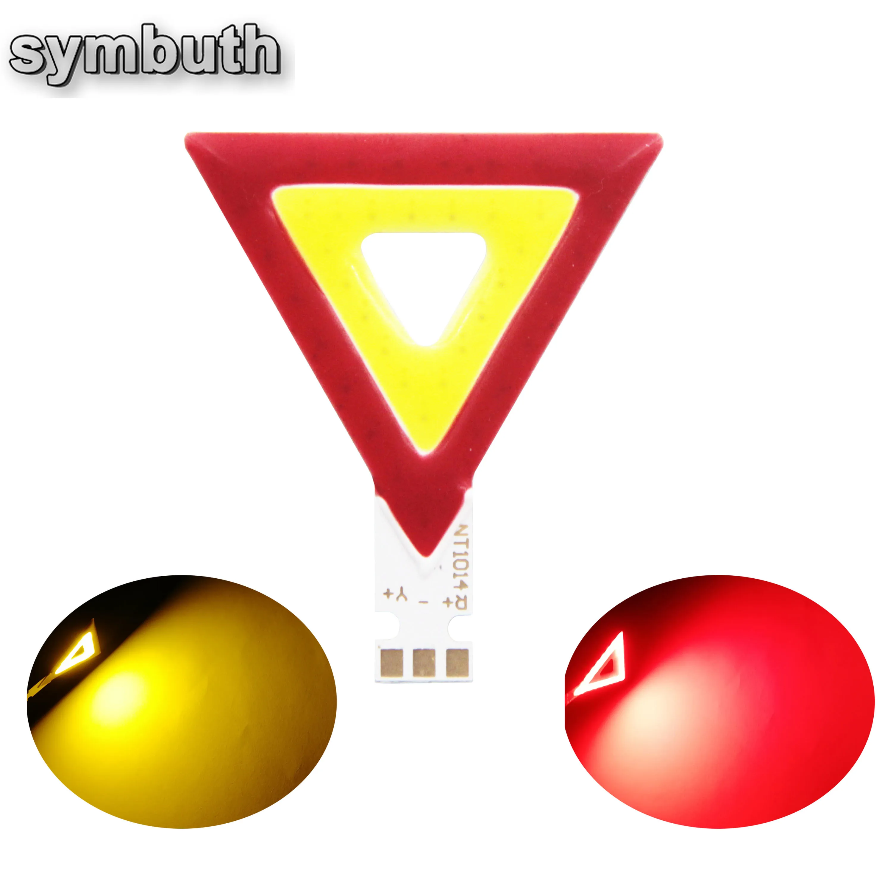 DC Input Triangle Shape Double Color LED COB Chips for Work Bicycle Diy Light Red & Yellow Light Source