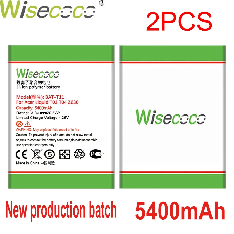WISECOCO 2 шт высокое Ёмкость BAT T11 Батарея для Acer жидкости T03 T04 Z630 Z630S + номер