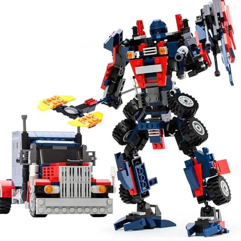 

Boy Children'S Building Blocks Truck Car Crane Robot Bricks Kids Educational Toys Construction Engineering Vehicle For Children