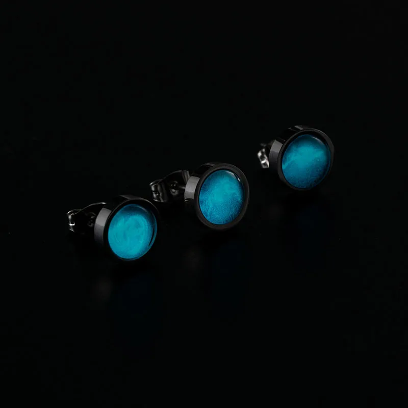 Синие Светящиеся в темноте серьги-гвоздики из двенадцати знаков зодиака для