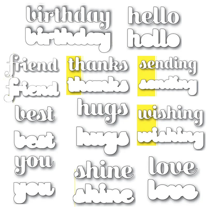 Штабелирование Hello Friend Thank Best Hugs You Shine Love отправка пресс формы для сделай сам