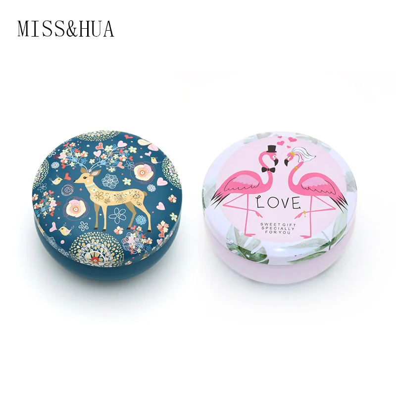 

7.5*7.5*4cm Mini Round Tinplate Box Candle In Jar Retro Deer Jewelry Tin Can Candy Box Tea Box 1Pcs
