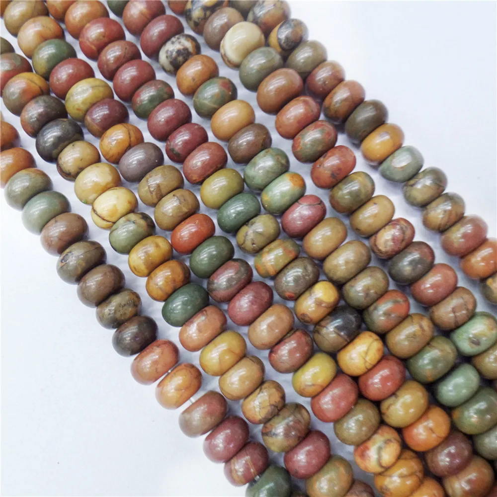 

1 Strand 6x4mm Natural Multi-Color Picasso Jasper Abacus Loose Beads DIY Jewelry Making 15.5Inch M419