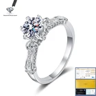 Кольцо из 100% стерлингового серебра 925 пробы, женское ювелирное изделие, 1 карат, 6,5 мм, с натуральным муассанитом, для юбилея, свадьбы, VVS1