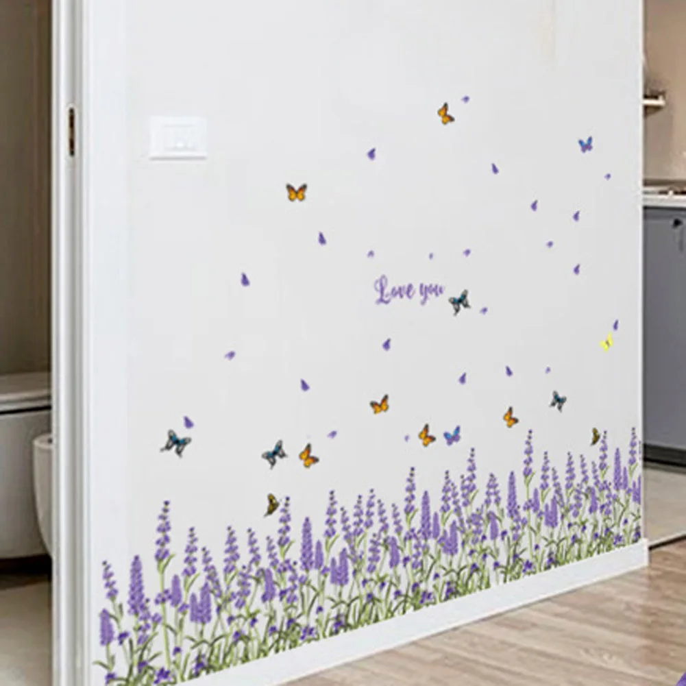 Новый DIY настенные Стикеры обои с лавандой все матч Стиль искусство панно