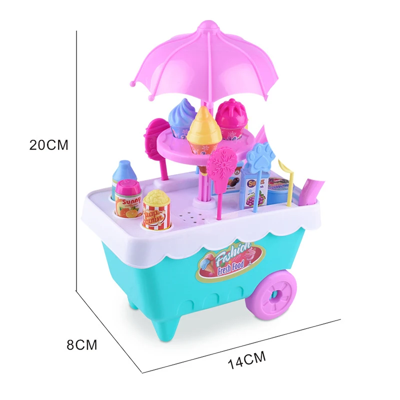 

1 Set DIY 16pcs Fun Game Mini Candy Ice Cream Trolley Shop Children Pretend Play Set Kids Simulation Kids Toy