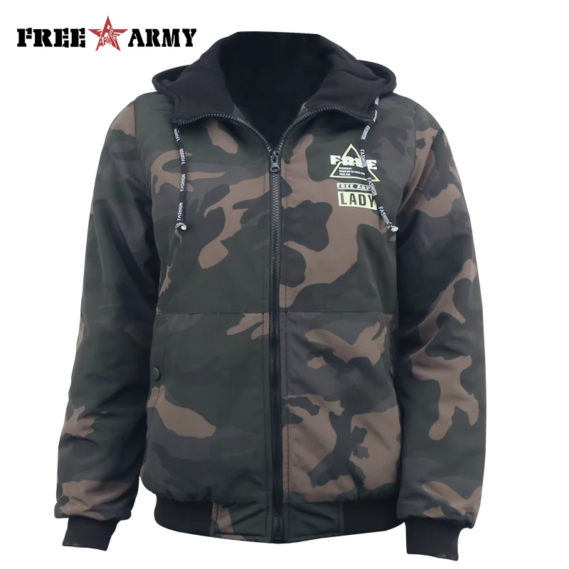 

FreeArmy New Women Winter Short Padded Thick Jackets Clothes Knitting Hooded Fashion Camo Wadded Outerwear & Coats Female