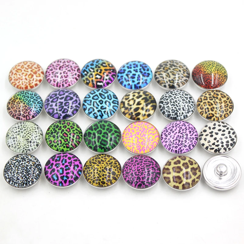 24 шт уникальные Сменные 18 мм оснастки ювелирные изделия кабошон Леопардовый