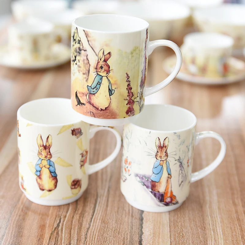 

High-Quality Chinese Bone China Mug Cute Cartoon Rabbit Breakfast Milk Water Cup Coffee Cups Kawaii Mugs 250 Ml