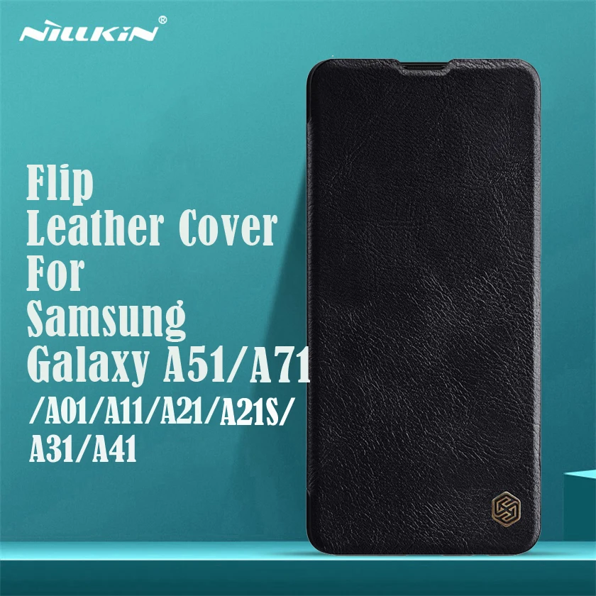 

For Samsung Galaxy A51 A71 Case A01 A11 A21 A21S A31 A50S A30S Flip Case Nillkin QIN Leather Flip Cover Card Pocket Phone Bags