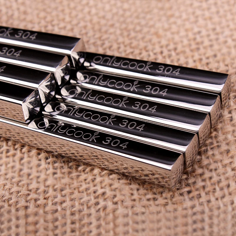 

Party Stainless Steel Chopsticks Set Square Metal Ramen Noodles Kitchen Chopsticks Household Palillos Chinos Tableware DF50KZ