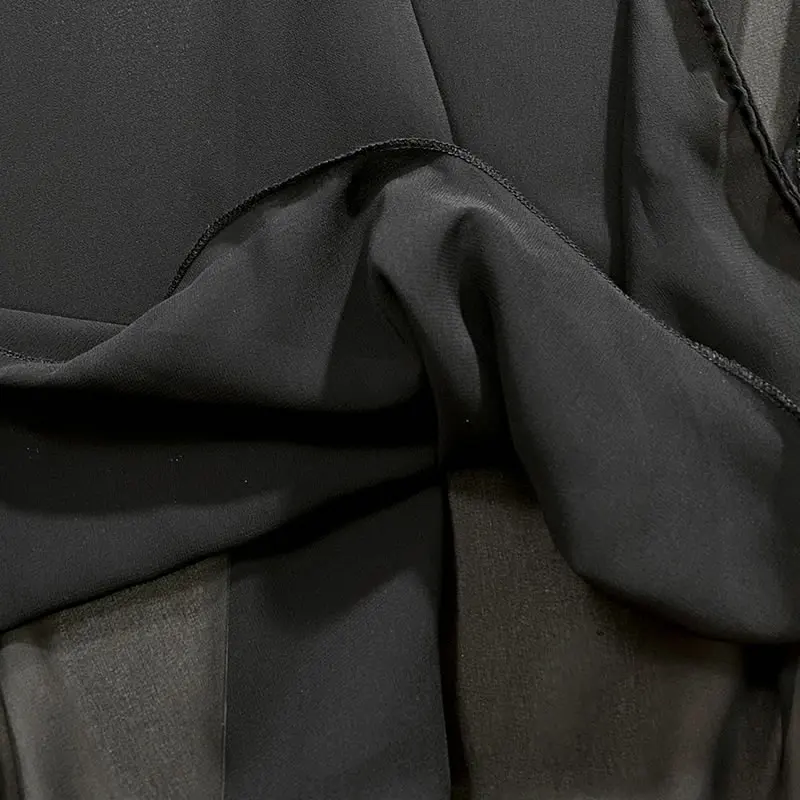 

XITAO Asymmetrical Chiffon Women Blouse Solid Black Sun Protection Open Stitch Summer New Personality Street Trendy CLL1793