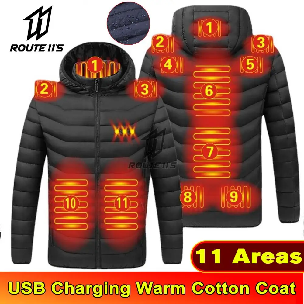 

NEW Women 11 Heating Winter Motorcycle Jacket Warmth USB Heating Jacket Smart Thermostat Hooded Heating Clothing Waterproof Men