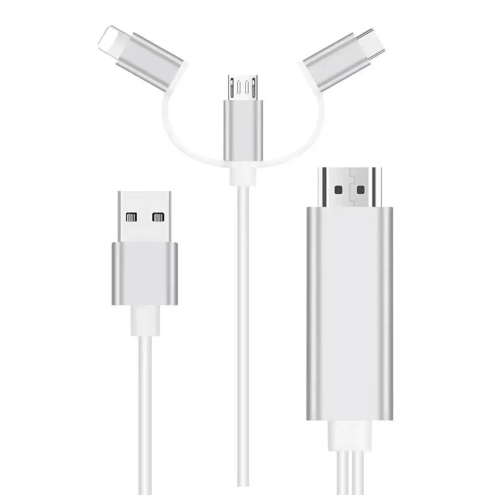 Кабель MHL 3 в 1 для iPhone HDMI-совместим с телефоном Samsung и проектором TV HDMI-совместимый