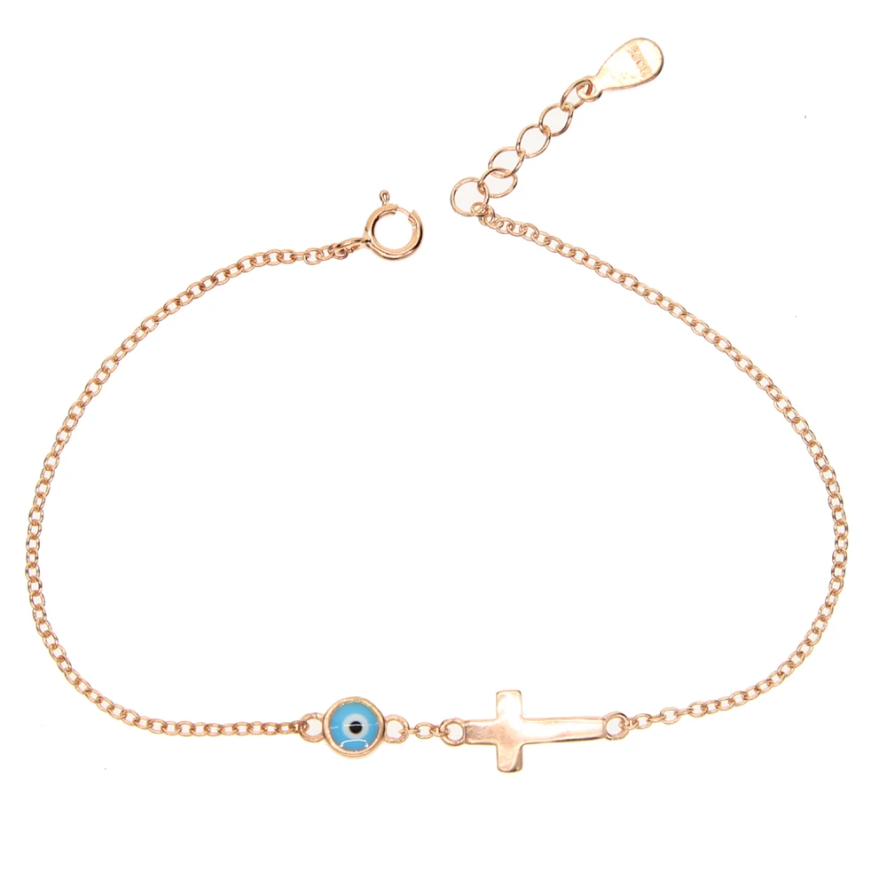 Новый дизайн роскошная девушка CZ кулон в виде креста глаз Шарм браслет 925