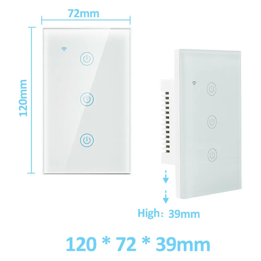 1/2/3/4 Gang Home Smart WiFi Wireless Wall Light Switch Touch Panel For Alexa Google timing Remote Control Dimmable white/ black | Лампы и