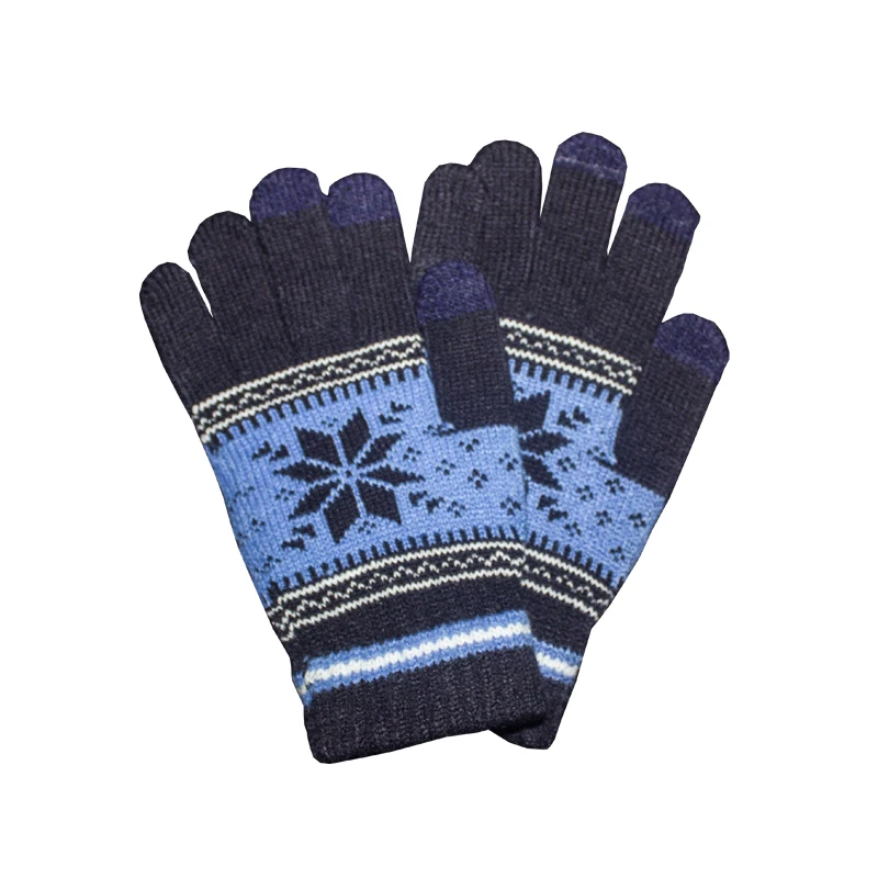 

Кашемировые перчатки Rimiut, темно-синие, со снежинками, плотные, теплые, повседневные, ветрозащитные, Осенние, трикотажные зимние перчатки