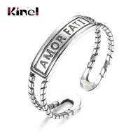 kine real pure 925 sterling silver letter engrave ring for women vintage punk party prevent allergy fine jewelry