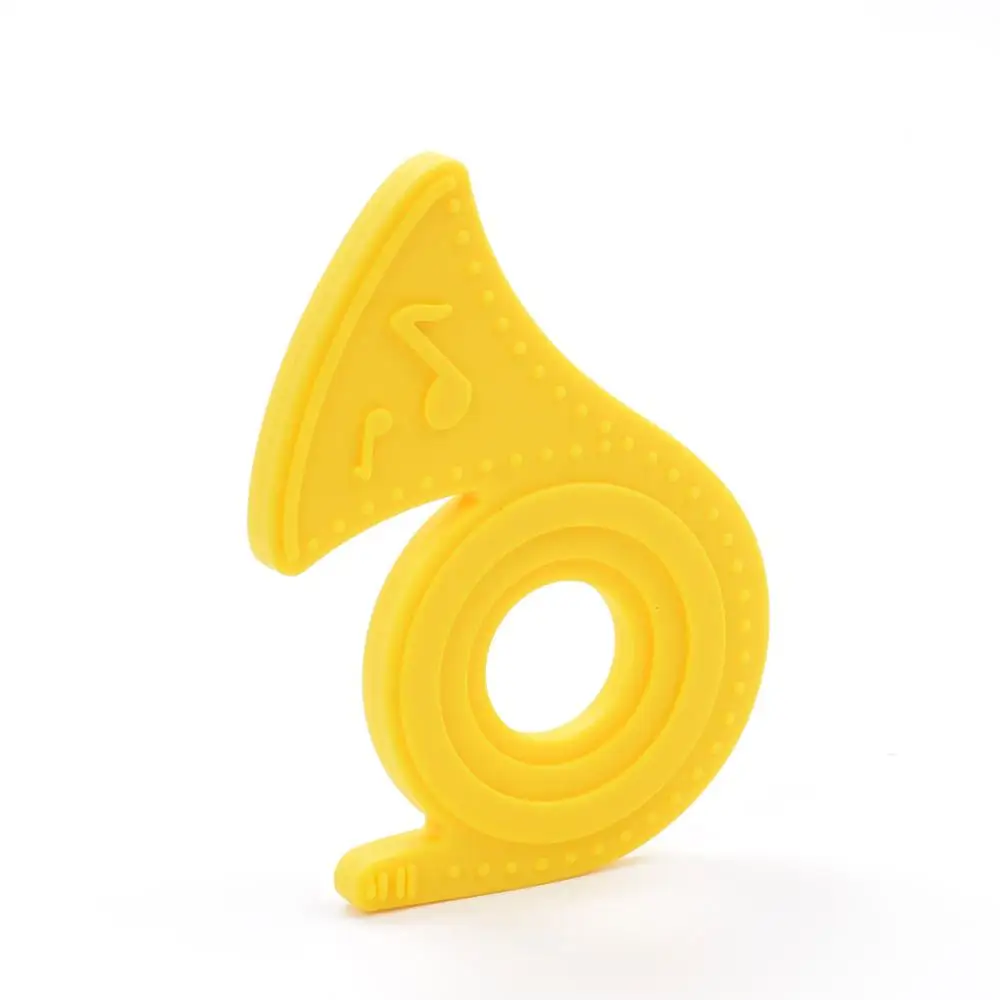 Horn 14 1 шт., детский прорезыватель, мультяшный осьминог, морская лошадь, животные, соска, цепочка, ожерелье, Пищевая силиконовая гитара, детский грызунок - Цвет: Horn 14