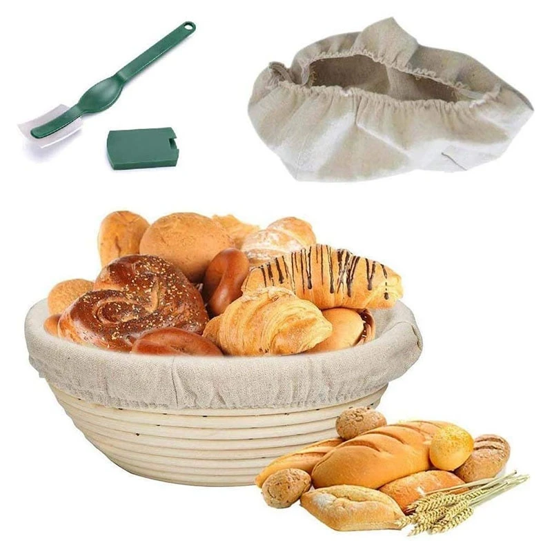 

4Pcs Dough Rattan Basket Dough Banneton Brotform Bread Proofing Proving Fermentation Country Baskets