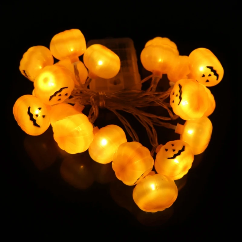 10 светодиодных гирлянд на Хэллоуин тыква паук летучая мышь Череп светильник