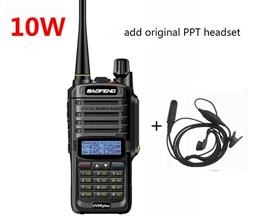 10W add headset Обновление uv9r Baofeng UV-9R plus 50 км портативная рация 10 Вт 4800 мАч двухстороннее радио vhf uhf ham Радио большой диапазон CB радиостанция - Цвет: 10W add headset