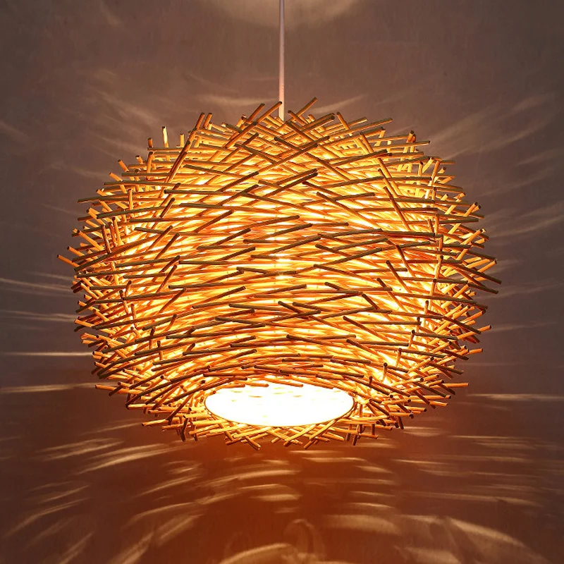 Handmade Wicker Pendant Lamp Wood Bird Nest Bar Hotel Restaurant Bedroom Living Room Porch Loft decor Pendant Light mx5181003