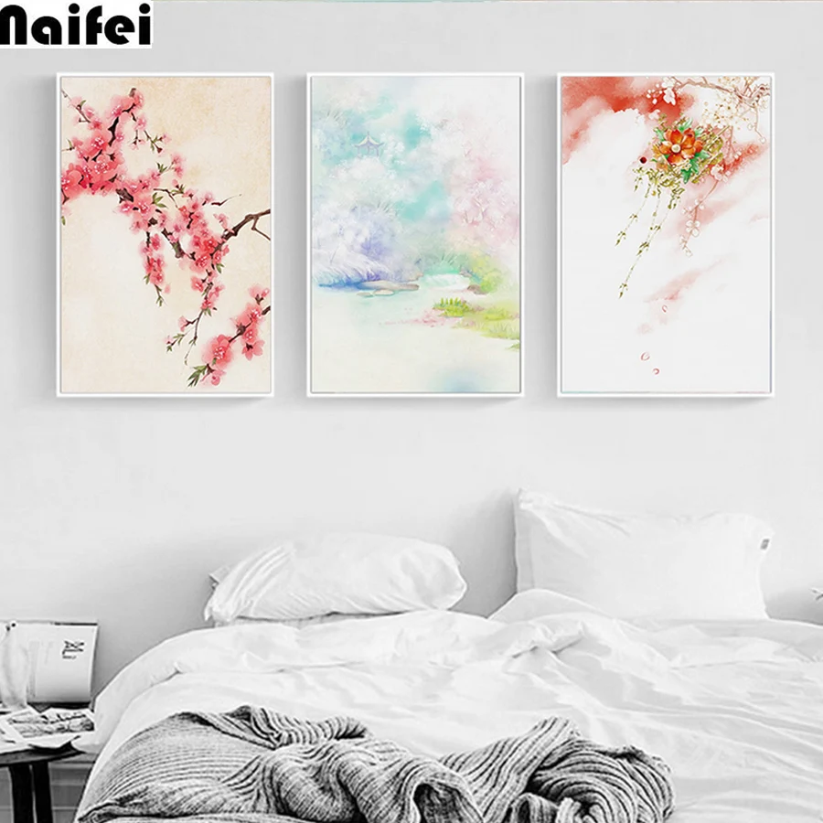 Алмазная вышивка японские цветы горы 5d алмазная живопись полная выкладка