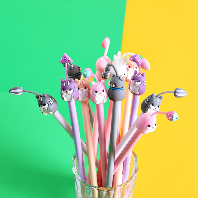 

4 +4 pencil refill girl cute pet hamster neutralpenstudent cartooncreative stationerywriting blackpen school office signaturepen