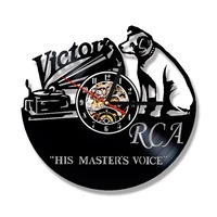 victor nipper dog vintage vinyl record clock rock n roll music gift rca victor dog his masters voice musical dog wall clock