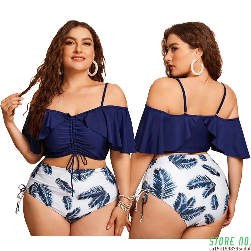 

2021 Women Push Up Bikinis Set Swimwear Plus Size High Waist Swimsuit Larges Big Plussize Swimming Suits Bathing Beachwear New