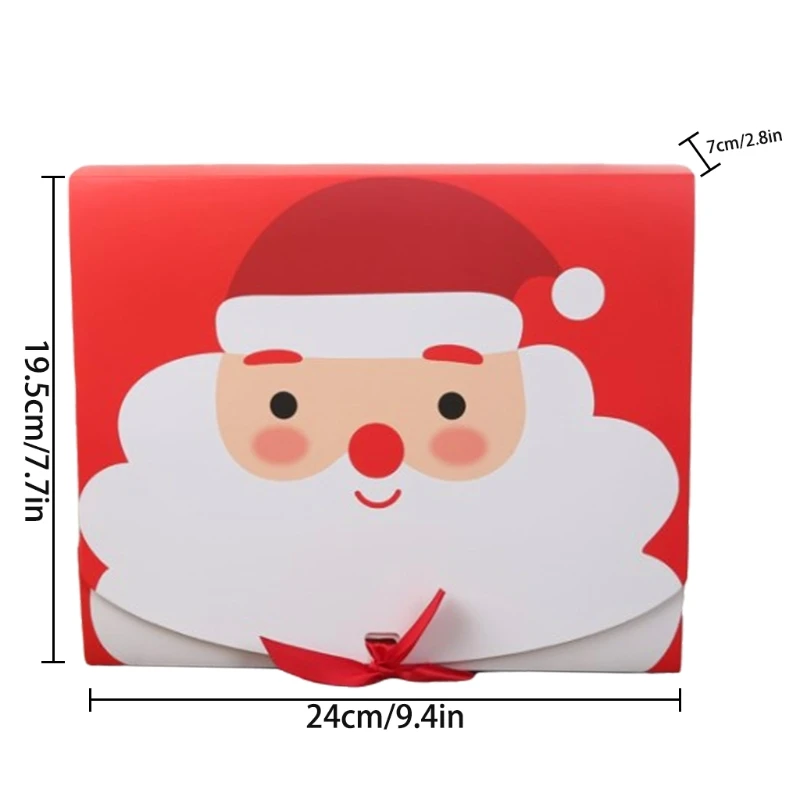 

2021 New 20pcs Christmas Candy Cookie Treat Box with Bow Cartoon Santa Gift Paper Case