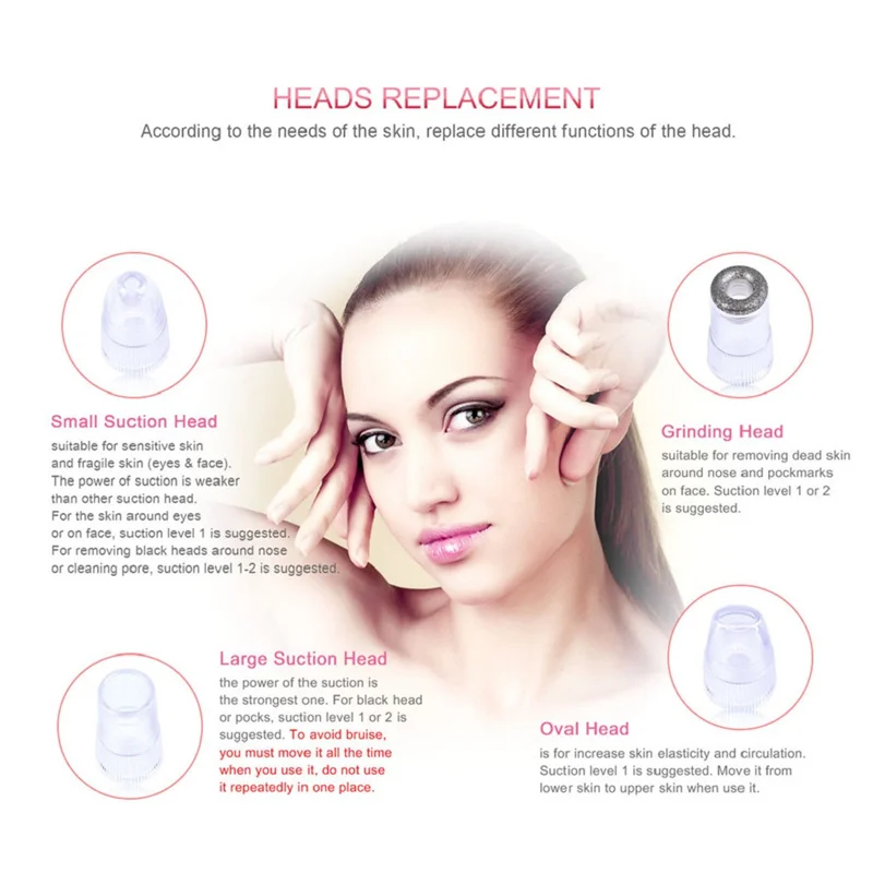 

Microdermabrasion Comedo Vacuum Suction Blackhead Removal Skin Peel Facial Massage Massager Wrinkle Blackhead Removal Face Clean