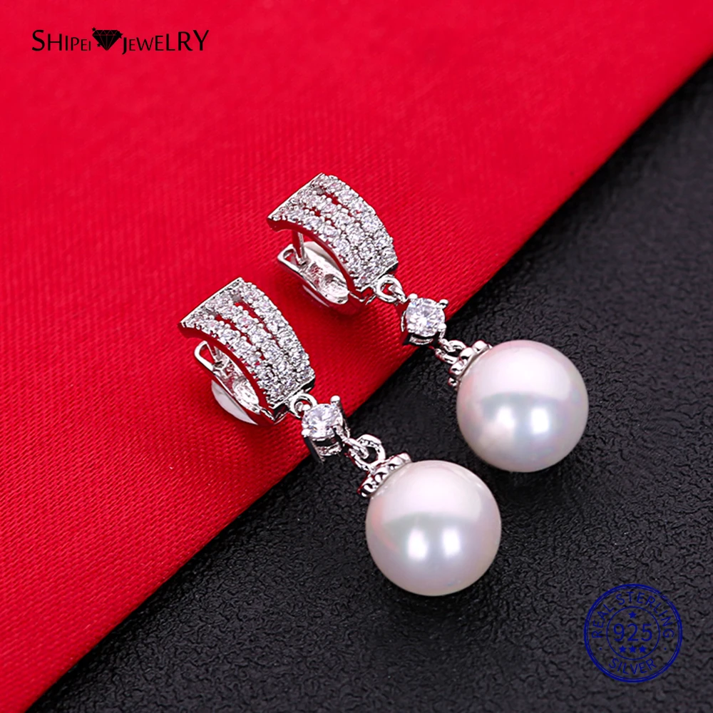 

Shipei Genuine Pearl Drop Eearrings for Women 100% 925 Sterling Silver Pearl Drop Earrings Fine Jewelry Birthday Graduation Gift